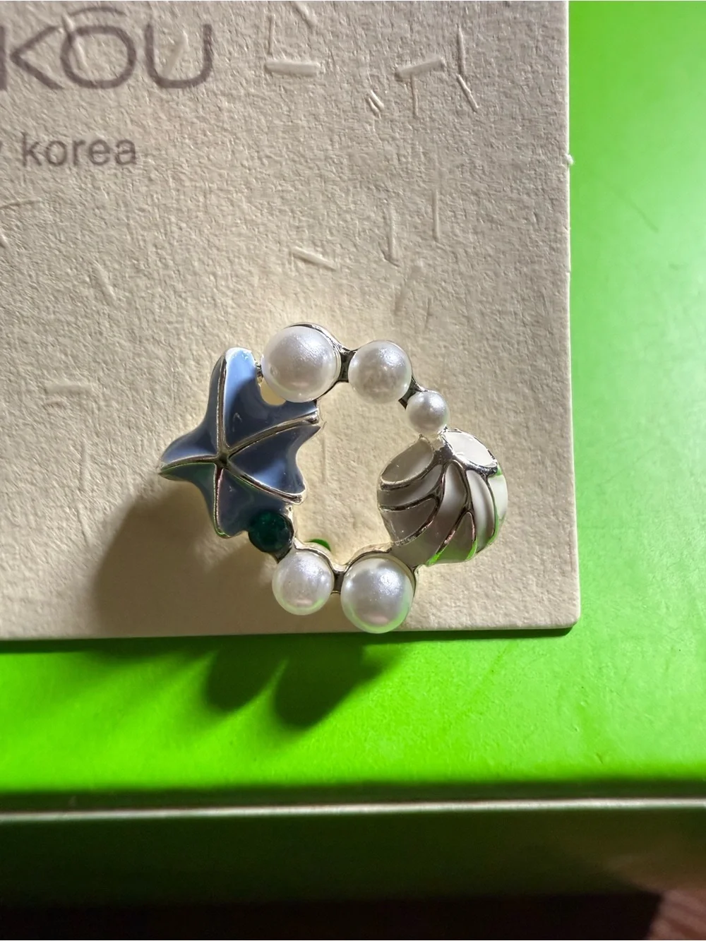 HAN KOU Blue Starfish and Shellfish Pearl Earrings *NEW